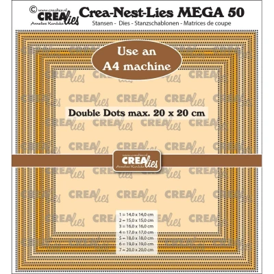 Afbeelding van Crealies Crea Nest Lies Mega Vierkant stippen CLNestMega50 For A4 machine: max. 20 x cm (10 23)