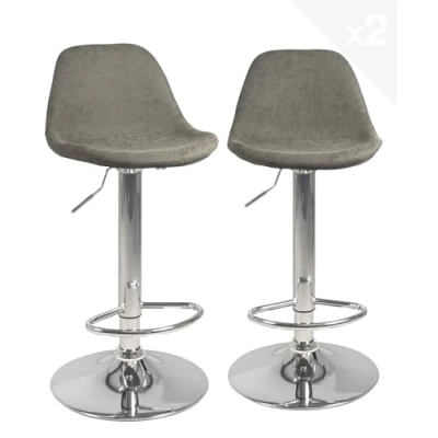 Afbeelding van KAYELLES Set van 2 barkrukken, gestoffeerde zitting met rugleuning, voetensteun, in hoogte verstelbare verchroomde voet en 360 draaibaar SIG+ (Vintage)