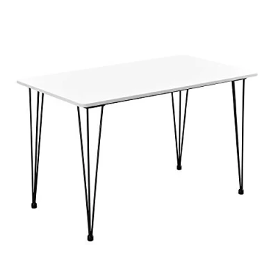 Afbeelding van Eettafel Bordeaux 120x70x75 cm MDF en staal wit
