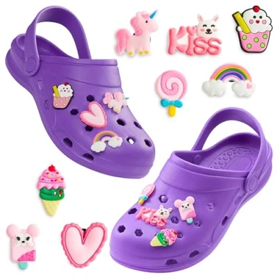 Afbeelding van CityComfort Tuinklomp voor meisjes, kinderschoenen met clip on bedels, Violet Vif