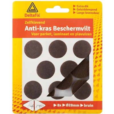 Afbeelding van Deltafix Anti krasvilt Rond 28mm Bruin 8 Stuks