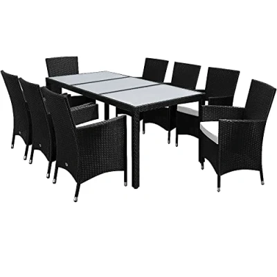 Afbeelding van Casaria Polyrattan Zitgroep Milaan 8 Stoelen 1 Tafel Zwart