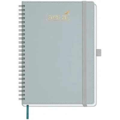 Afbeelding van BEZEND Agenda 2025 2026, A5, spiraalbinding, 21 x 15,5 cm, weekkalender 25, 26, met dubbel schema, 1 week, 2 pagina&#039;s, 18 maanden van jul 25 tot december zachte PU lederen omslag Nederlands