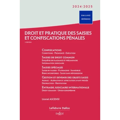 Image de Droit et pratique des saisies confiscations pénales 2024/2025 3ed