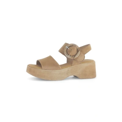 Afbeelding van Gabor Sandalen met plateauzool, Dames, Maat: 39, Walnut Veloursleer
