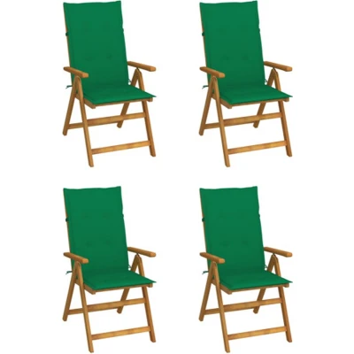 Afbeelding van Tuinstoelen 4 st verstelbaar met kussens massief acaciahout