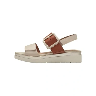 Afbeelding van Tamaris Comfort Sandalen met plateauzool, Dames, Maat: 39, Ivory comb Leer