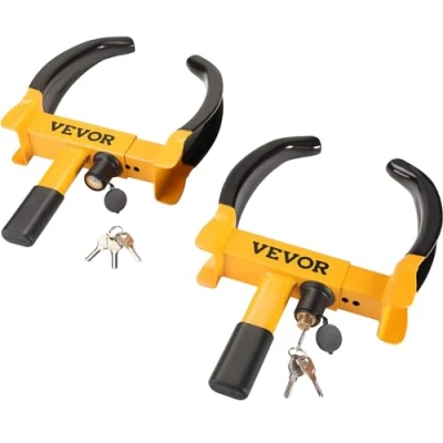 Image de VEVOR Antivol Voiture Universel Lot de 2 Sabots Roue Réglable 180 270 mm Bloque en Acier Antirouille avec 6 Clés et Revêtement PVC Protection pour Véhicules Caravanes Camions SUV