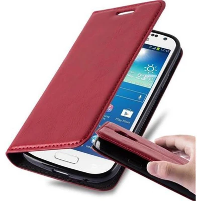 Afbeelding van Cadorabo Hoesje geschikt voor Samsung Galaxy S4 MINI in APPEL ROOD Beschermhoes met magnetische sluiting, standfunctie en kaartvakje Book Case Cover Etui