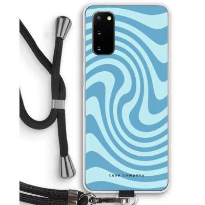 Afbeelding van Case Company® hoesje met Koord geschikt voor Samsung Galaxy S20 Swirl Blauw Telefoonhoesje Zwart Bescherming aan alle Kanten en Over de Schermrand