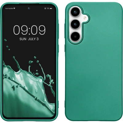 Afbeelding van kwmobile telefoonhoesje geschikt voor Samsung Galaxy A55 5G Hoesje smartphone Back cover in metallic donkergroen
