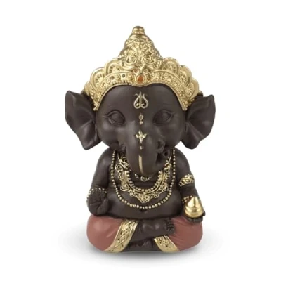 Afbeelding van Beeldje Ganesh 3 geluksbrenger decoratie Zen en Feng Shui voor het creëren van een ontspannende spirituele sfeer cadeau idee hoogte: 11,5 cm kleur: groen bruin Zen&#039;Light