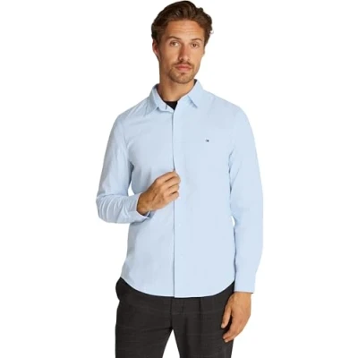 Afbeelding van Tommy Hilfiger Flex Popeline Shirt Kent Col Sf Mw0mw38137 L/S Heren, Blauw (Sweet Blue)