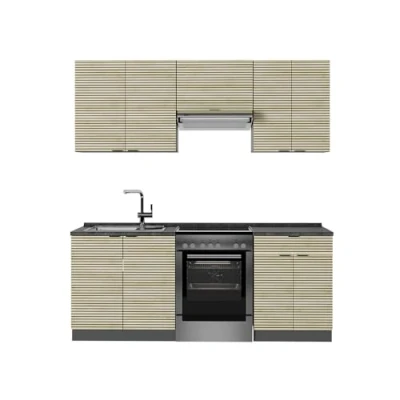 Afbeelding van Vicco Fame Line Complete keukeneenheid 200 cm , WB Antraciet Eiken paneel/antraciet