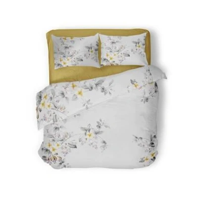 Afbeelding van Eleganzzz Dekbedovertrek Delicate Floral grijs 200x200/220cm Micropercal Tweepersoons Dekbedovertrekken