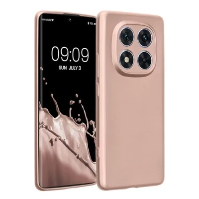 Afbeelding van kwmobile metallic telefoonhoesje van TPU geschikt voor Xiaomi Redmi Note 14 Pro 5G Flexible case smartphone In roségoud