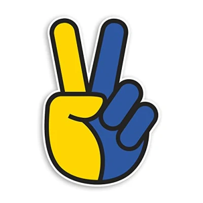 Afbeelding van Set van 2 vinyl stickers met vlag Oekraïne 10 cm #70616 (stickers)