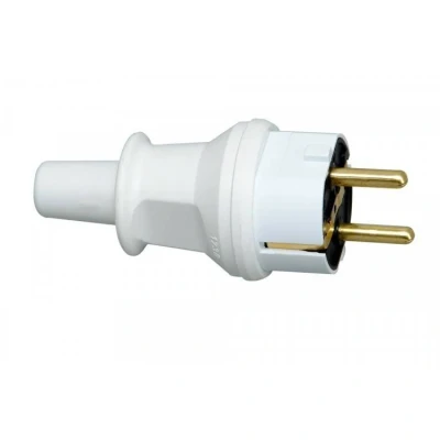 Afbeelding van Kopp stekker met randaarde pvc kort wit
