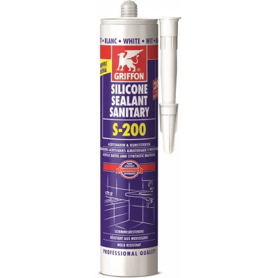 Afbeelding van Griffon S 200: Schimmel, waterbestendige sanitaire siliconenkit Wit koker à 300 ml
