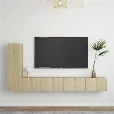 Afbeelding van vidaXL 3 delige Tv meubelset bewerkt hout sonoma eikenkleurig