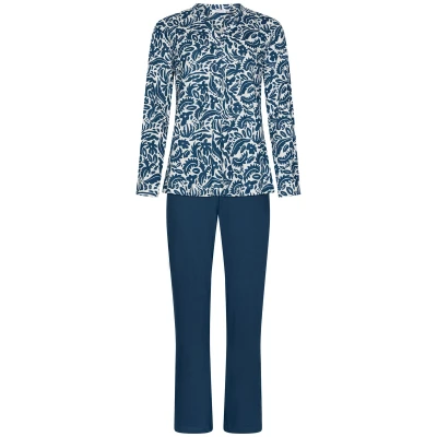 Afbeelding van Pastunette Blue Bloom Pyjama Bio Katoen Blauw/Wit Maat 52