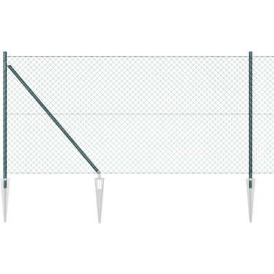 Afbeelding van vidaXL Kettinglink Hek met 7 Spijker Palen 1x10 m Geoxideerd Staal