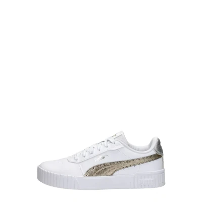 Afbeelding van PUMA Carina 2.0 Metallic Shine Damessneakers, WHITE GOLD SILVER