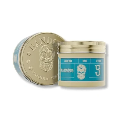 Image de Bandido Aqua Hair Wax No.5 Cire Capillaire Bleue pour Coiffure avec Parfum Masculin, Tenue Forte, 125 ml Brillance Longue Durée Contrôle Maximum Convient à Tous les Types de Cheveux