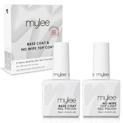 Afbeelding van Mylee No Wipe Gel Nagellak Top &amp; Base Coat 15ml UV/LED Nail Art Manicure Pedicure voor professioneel thuisgebruik Langdurig en gemakkelijk aan te brengen