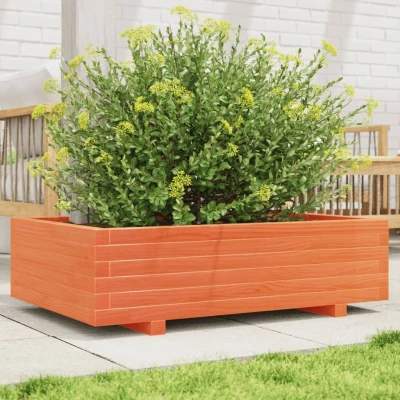 Afbeelding van Plantenbak 90x60x26,5 cm massief grenenhout wasbruin