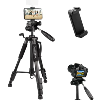 Afbeelding van MOJOGEAR Smartphone en Camera Statief tot 140 cm hoog met telefoonhouder draagtas Universele tripod voor Smartphones/Telefoons Zwart
