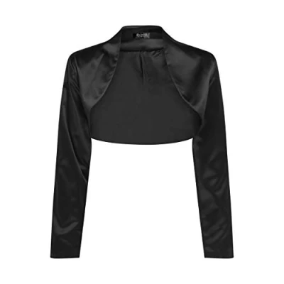Afbeelding van Bolerose Bolero, formeel, satijn, lange mouw, zwart.