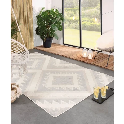 Afbeelding van Buitenkleed Geometrisch Verano Grijs/wit 80x150 Cm