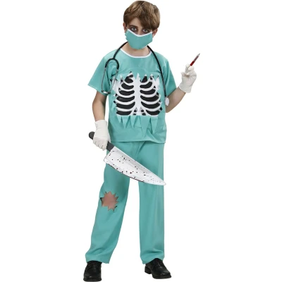 Afbeelding van Widmann Dokter &amp; Tandarts Kostuum Snijgraag Chirurg Halloween Jongen Groen Maat 158 Verkleedkleding