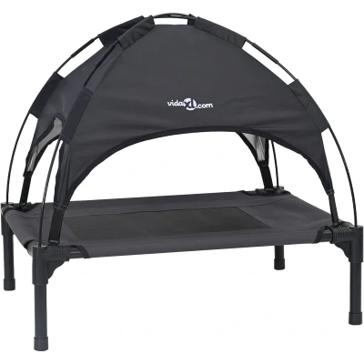 Afbeelding van vidaXL Verhoogd Hondenbed Zwart Polyester stof, Metalen frame