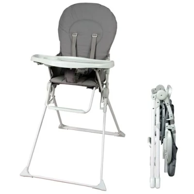 Image de Bambisol Chaise Haute Bébé Pliable Fixe Ultra Compacte et Légère Grise