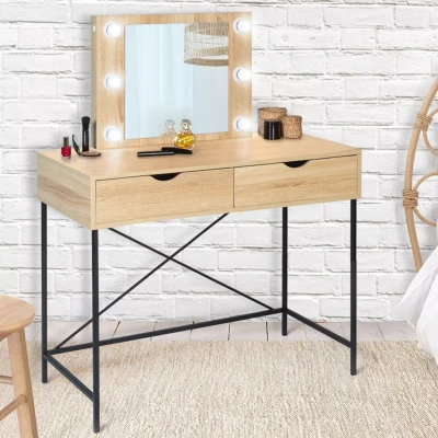 Afbeelding van Coiffeuse LOUISA design industriel avec miroir LED