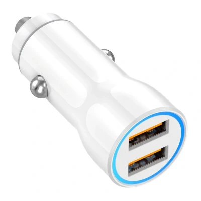 Afbeelding van AMiO Autolader Telefoon 2x USB A 20W 12/24V Wit