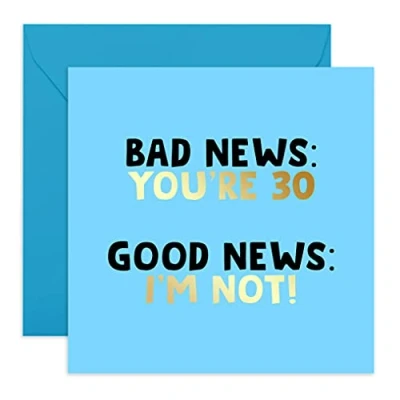 Afbeelding van Central 23 grappige verjaardagskaart voor de 30e verjaardag &quot;Bad News You&#039;re 30&quot; kaart Wordt geleverd met stickers