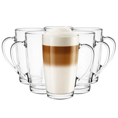 Afbeelding van Glasmark Krosno Latte Macchiato Set van 6 cappuccino theeglazen met handvat, dessertglazen, koffieglazen, glühwewijnglazen, glühweinglazen, 400 ml