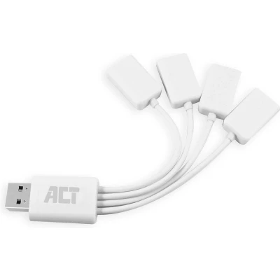 Afbeelding van ACT AC6210 USB Hub 2.0 4x A Flexibel Wit 8 cm