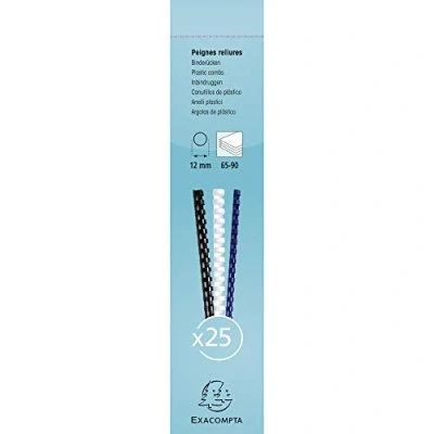 Afbeelding van Exacompta Ref. 76400E Doos met 25 stuks witte PVC spiraalbinders van 12 mm voor het binden 65 tot 90 vellen 80 g DIN A4 of A3 liggend formaat geschikt elk type ringbindmachine
