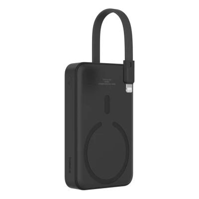 Afbeelding van Baseus 10.000 mAh Powerbank Zwart Fast Charge 20W Lightning &amp; USB C met MagSafe Compact Reisformaat Geintegreerde Kabel