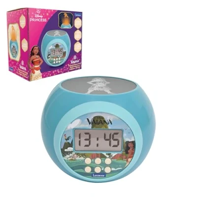 Afbeelding van Lexibook, Disney Vaiana, Wekker met alarm en sluimerfunctie, nachtlampje timer, lcd display, werkt op batterijen, blauw, RL977VN