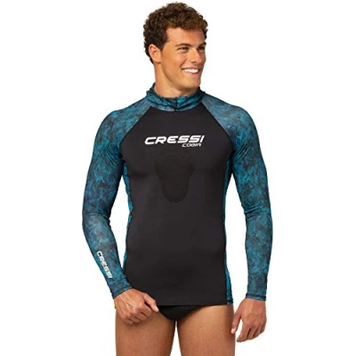 Afbeelding van Cressi Cobia Hunter Rash Guard Shirt met capuchon voor watersport, borstbescherming, uniseks