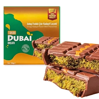 Afbeelding van Dubai Pistachechocolade 100 g chocolade met engelenhaar, kadayif en pistache pistachecrème