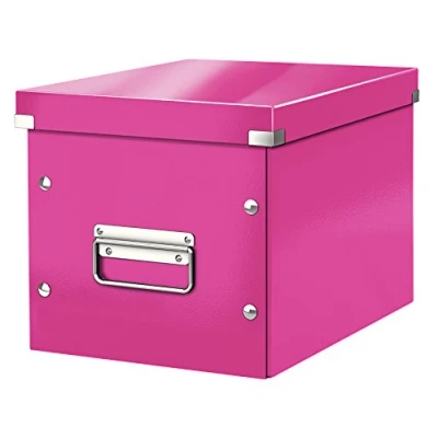 Afbeelding van Leitz WOW Click &amp; Store Cube Middelgrote Kartonnen Opbergdoos met Deksel 26 x 24 Cm (BxHxD) Roze
