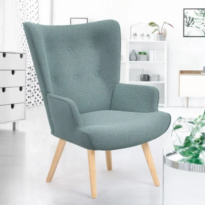 Image de Fauteuil scandinave IVAR en tissu vert eucalyptus