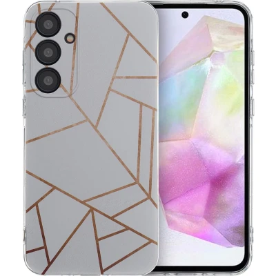 Afbeelding van iMoshion hoesje Geschikt voor Samsung Galaxy A35 Siliconen Design Wit / White Graphic