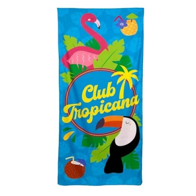 Afbeelding van Strandlaken/Handdoek Club Tropicana Flamingo&amp;Toekan Microvezel 180x85cm